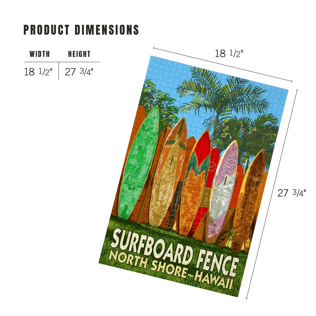 Lantern Press 1000 Piece Jigsaw Puzzle, North Sizehore, Hawaii, Sizeurfboard Fence