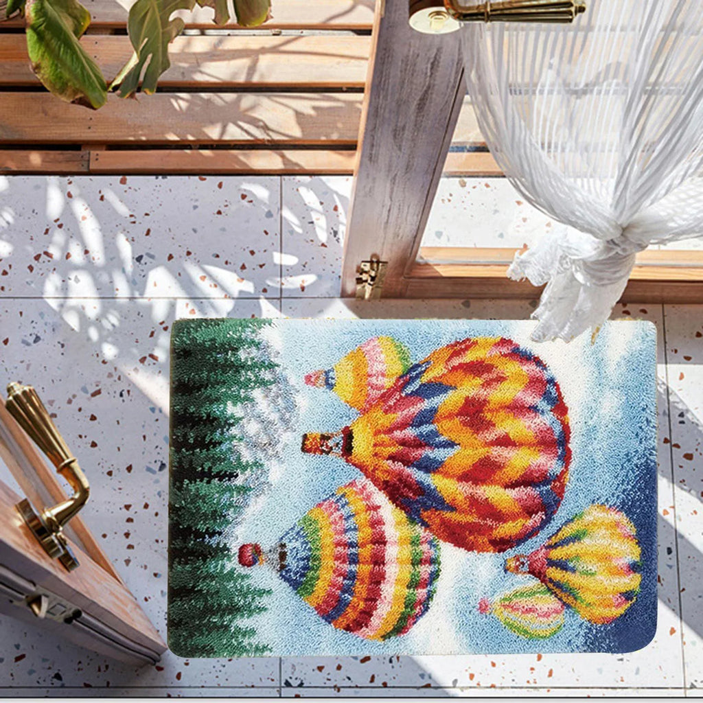 latch and hook Rug Kits, Embroidery Carpet Hot Air Balloon latch and hook Rug, for Adults Kids Pillow Crochet Hook crafts Blanket for Living room and home