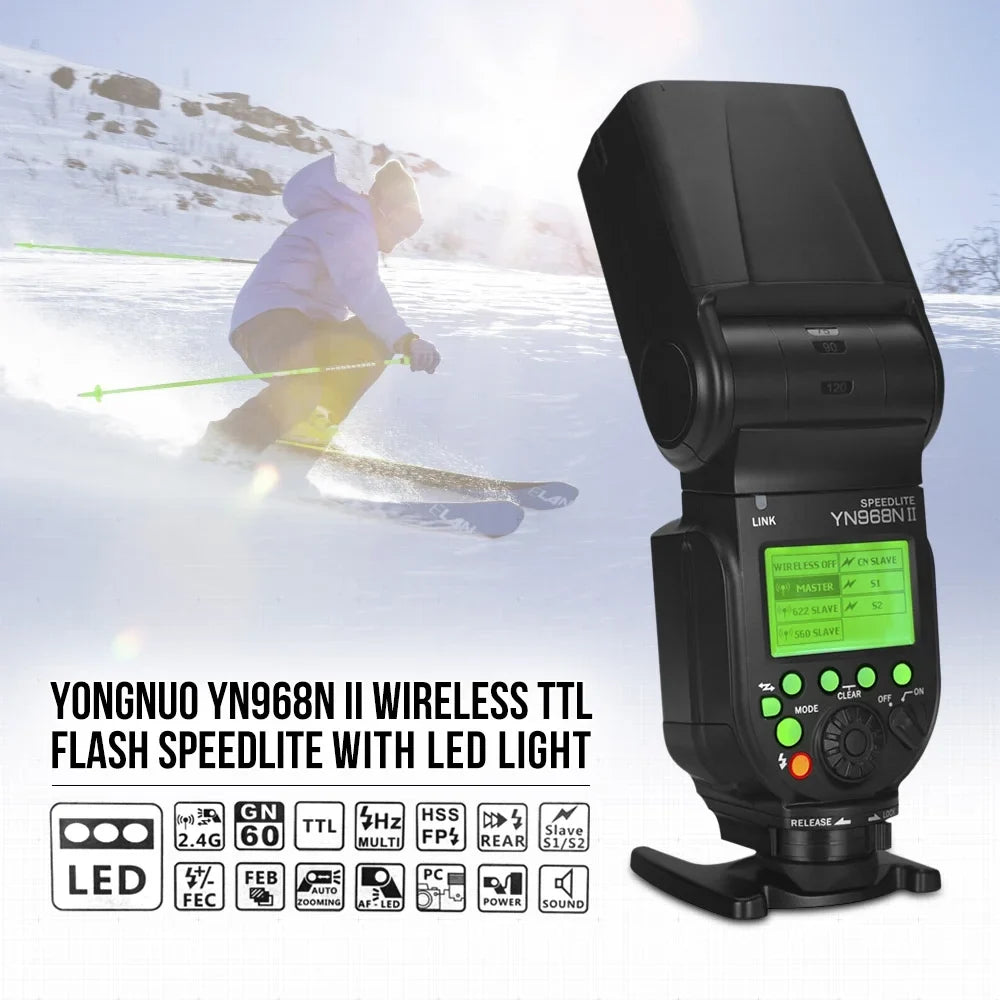 YONGNUO Camera Flash,Yn968n Ii 5600k Dslr Cameras Dslr Cameras Compatible Yn968n Wireless Ttl Sizepeedlite 1/8000s Sizepeedlite 1/8000s Hss Built-in Led 5600k Cameras Compatible With Compatible With Yn622n