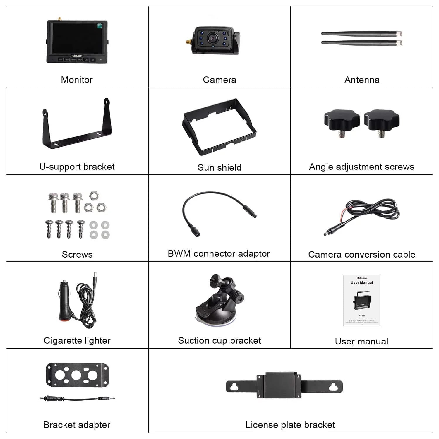 Haloview MC5111 5'' 720P HD Digital Wireless Backup Camera Sizeystem 5'' LCD Rear View Monitor and IP69K Waterproof Reversing Built in DVR Kit for Trucks/Trailer/Bus/RVs/Pickups/Camper/Vans