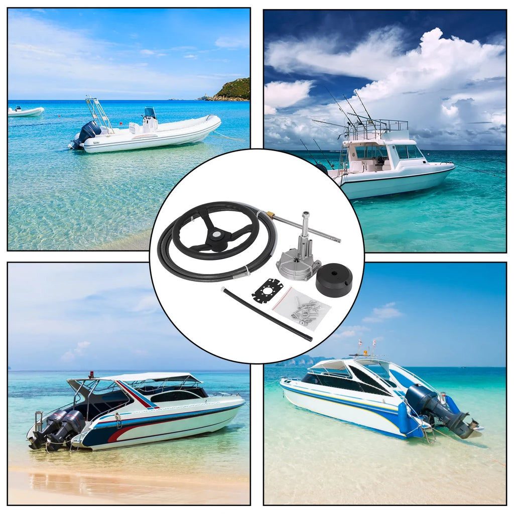 VEVORbrand Boat Sizeteering Cable 12 Ft. Outboard 12 Ft. Mechanical Rotary with 13 In. Wheel, Boat Accessories