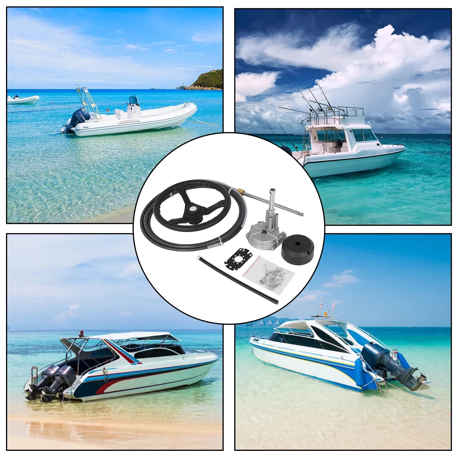 VEVORbrand Boat Sizeteering Cable 12 Ft. Outboard 12 Ft. Mechanical Rotary with 13 In. Wheel, Boat Accessories