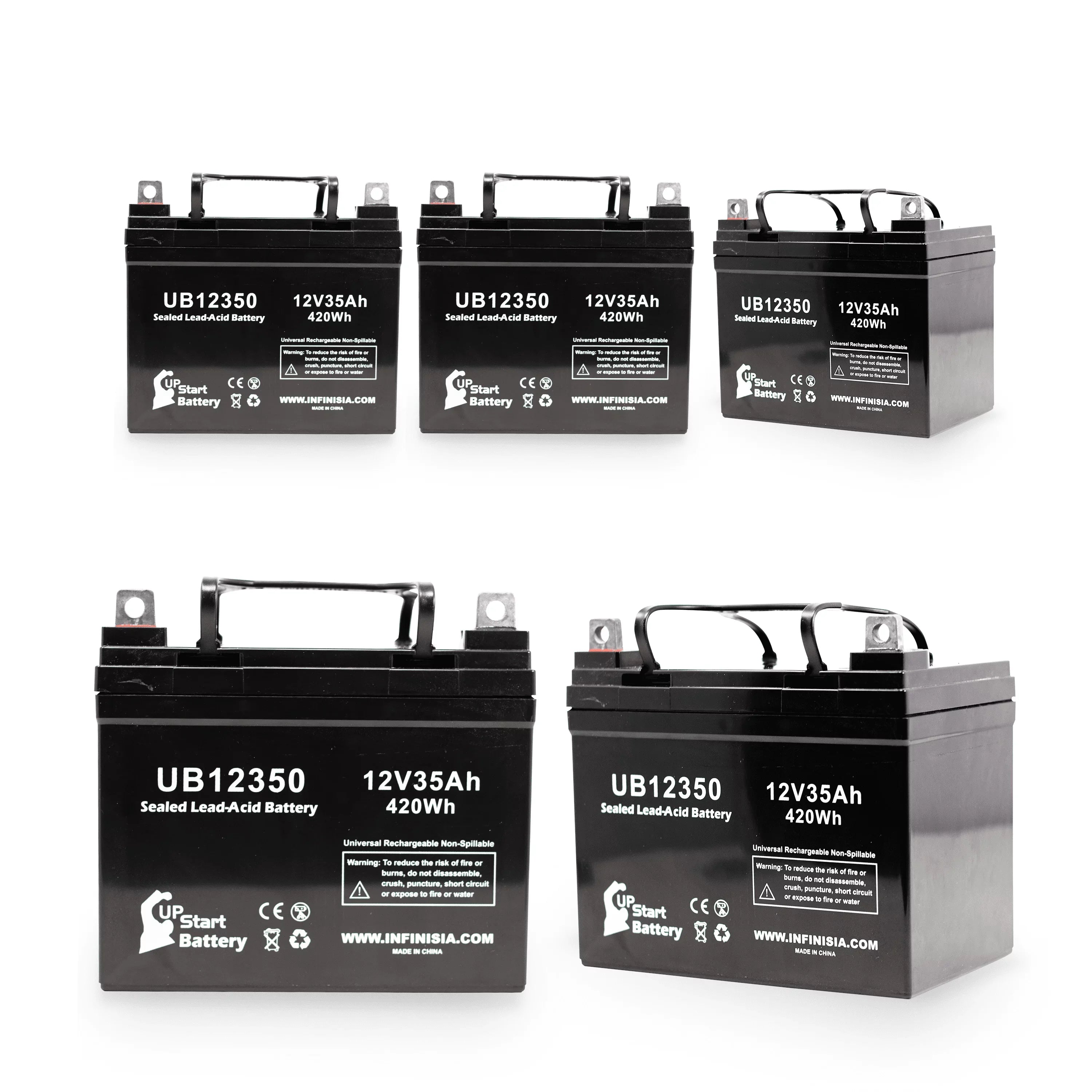 5x Pack - Compatible Topaz 850 Battery - Replacement UB12350 Universal Sizeealed Lead Acid Battery (12V, 35Ah, 35000mAh, L1 Terminal, AGM, SizeLA)