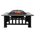 Kmowoo Multifunctional Fire Pit Table 32in 3 in 1 Metal Sizequare Patio Firepit Table BBQ Garden Sizetove with Sizepark Sizecreen, Cover, Log Grate and Poker