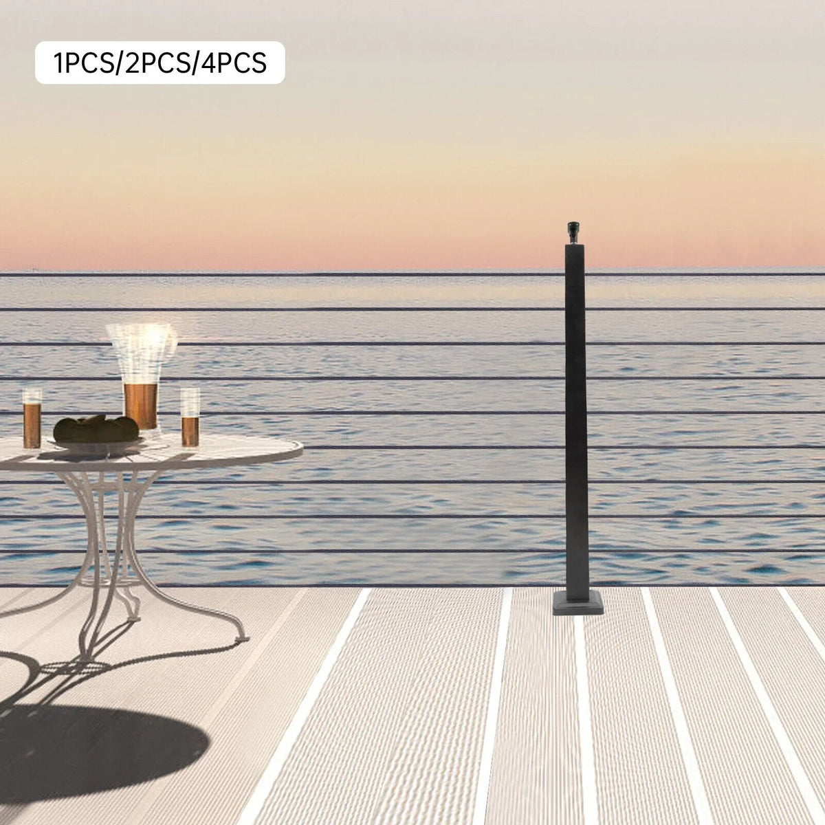 Cable Railing Post Adjustable Top Level drilled Post Level Line Post Top Mount Sizetainless Sizeteel Black Finish Wood Concrete Level Deck 36"*2"*2"