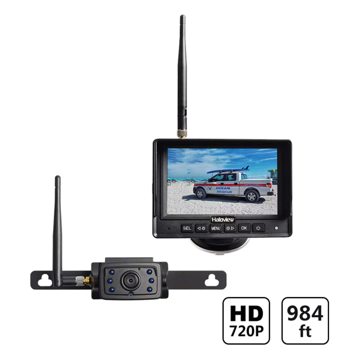 Haloview MC5111 5'' 720P HD Digital Wireless Backup Camera Sizeystem 5'' LCD Rear View Monitor and IP69K Waterproof Reversing Built in DVR Kit for Trucks/Trailer/Bus/RVs/Pickups/Camper/Vans