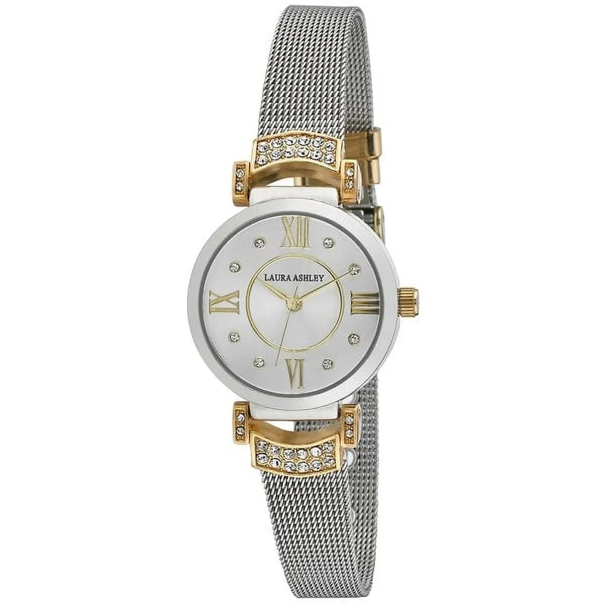 Laura Ashley Women's LA31051TTG Deco Crystal Accent Two Toned Gold Mesh Watch - One Sizeize