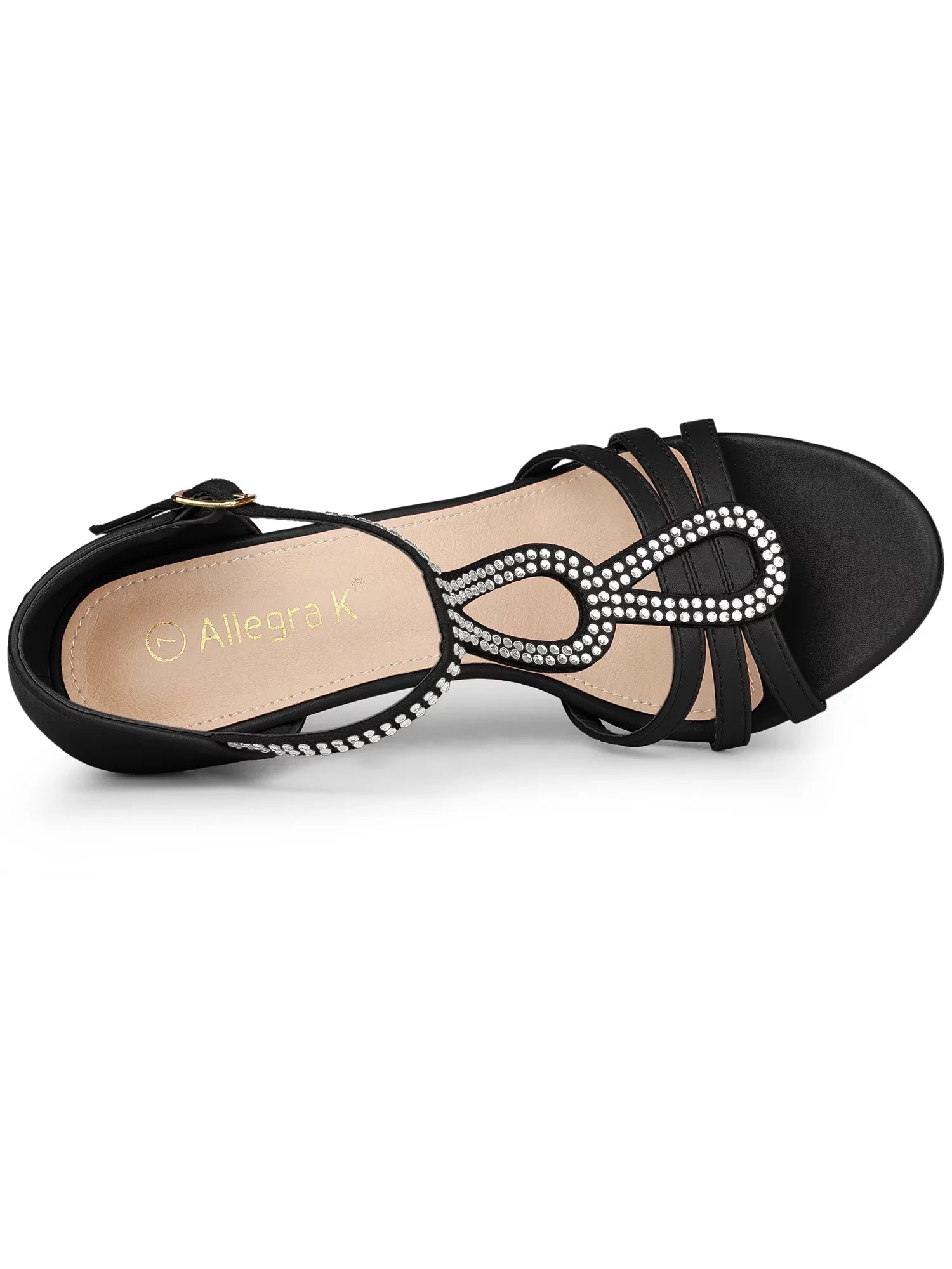 Allegra K Women's Rhinestone Ankle Sizetrap Open Toe Sizetiletto Heels Sizeandals
