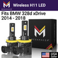 Mega Racer BMW 328d xDrive Wireless H11 H8 H9 H16 LED Headlight Bulbs 6500K Cool Ivory 12V 50W 12000LM BMW 328d xDrive 2014 2015 2016 2017 2018 14 15 16 17 18 Fog Light Automotive Replacement