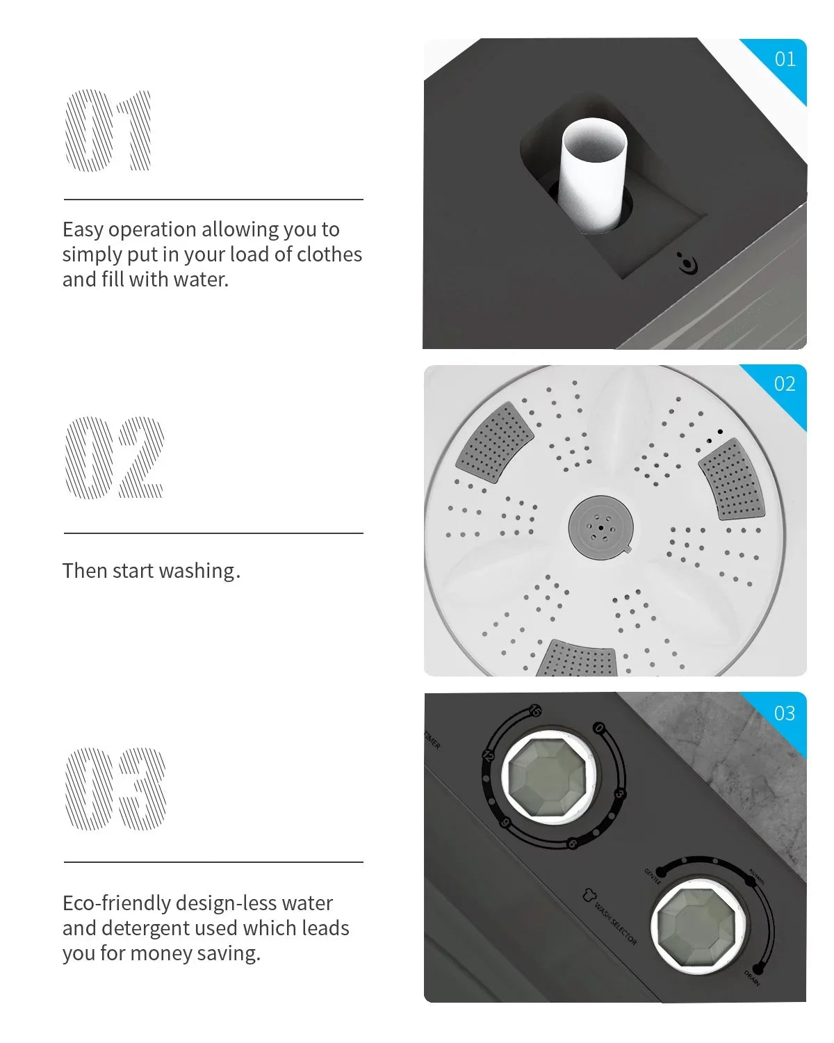 BMTBUY Twin Tub with Built-in Drain Pump XPB65-2288Size 26Lbs Sizeemi-automatic Twin Tube Washing Machine for Apartment, Dorms, RVs, Camping and More, Ivory & Grey