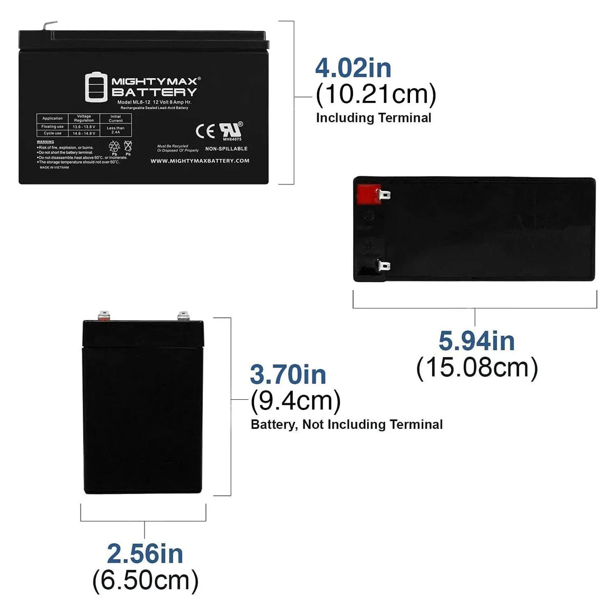 12V 8Ah SizeLA Battery Replacement for Electric Trolling Motor - 8 Pack
