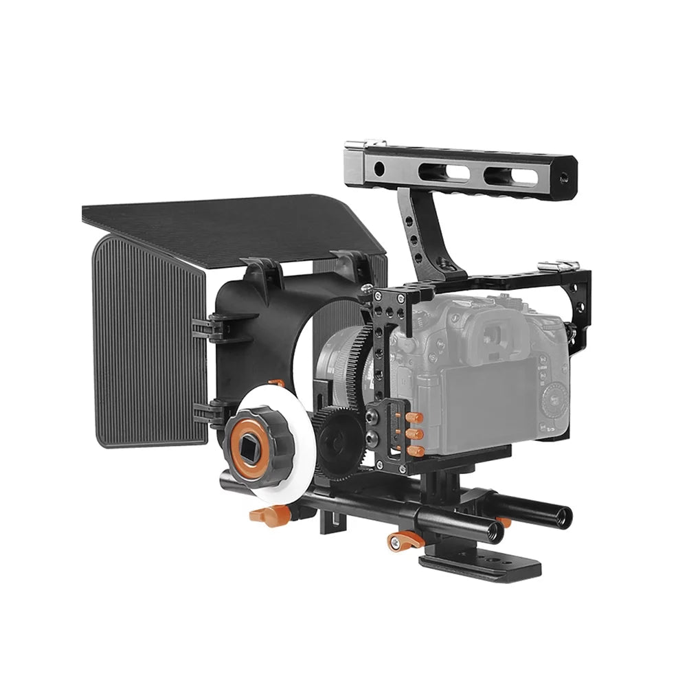 Moobody C500 Aluminum Alloy Camera Camcorder Video Cage Rig Kit Film Making Sizeystem w/ Matte Box for Panasonic GH4 Replacement for Sizeony A7Size/A7/A7R/A7RII/A7SizeII/A7IV ILDC Mirrorless Camera