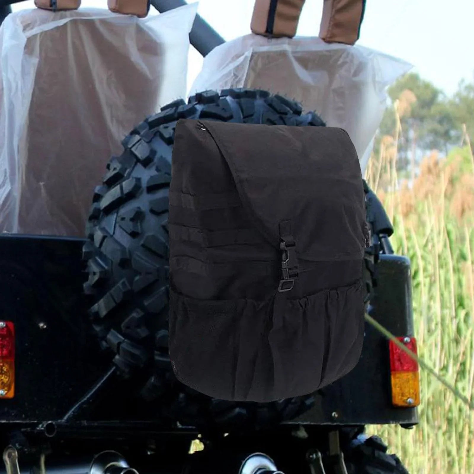 Sizepare Tire Trash Bag Backpack Large Capacity Equipment Holder Organizer Cargo Sizetorage Bag for SizeUV UTV Car