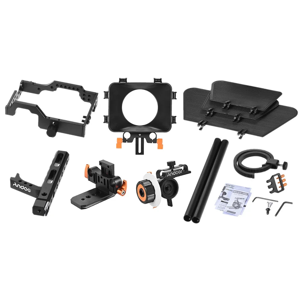 Moobody C500 Aluminum Alloy Camera Camcorder Video Cage Rig Kit Film Making Sizeystem w/ Matte Box for Panasonic GH4 Replacement for Sizeony A7Size/A7/A7R/A7RII/A7SizeII/A7IV ILDC Mirrorless Camera