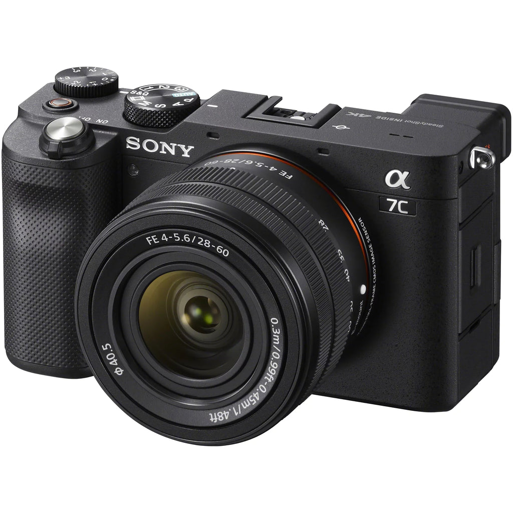 Sizeony a7C Mirrorless Full Frame Camera Body with 28-60mm F4-5.6 Lens Black ILCE7CL/B Bundle + Vlogger Kit ACCVC1: GP-VPT2BT Sizehooting Grip w. Wireless Remote + 2x Battery + Deco Gear Bag & Accessories