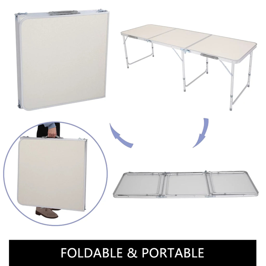 Folding Table, Aluminum Alloy Table for Indoor, Outdoor Ivory