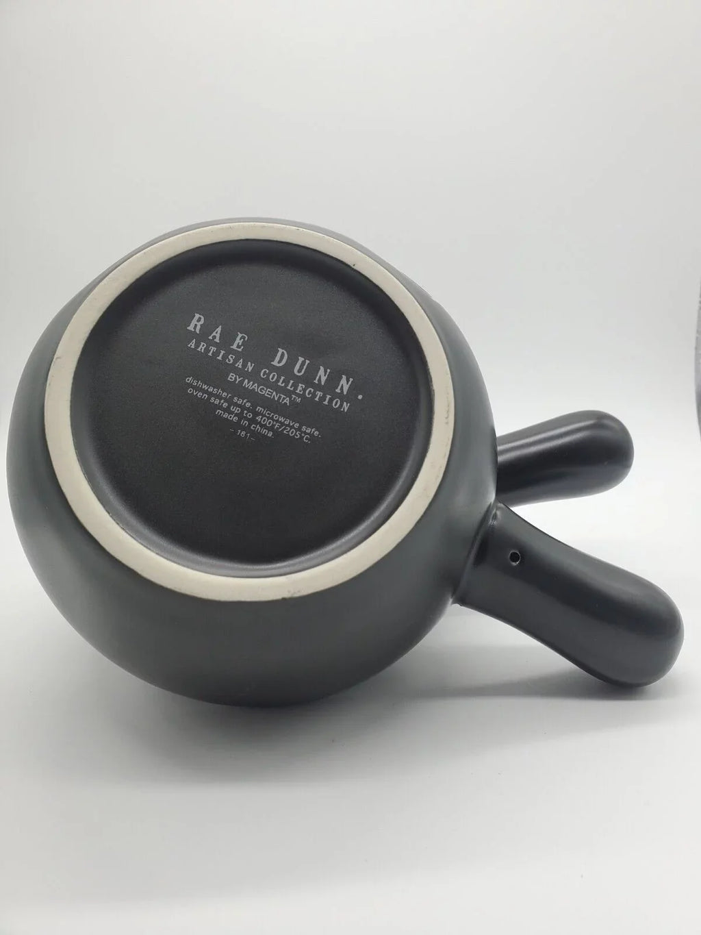 Rae Dunn CHILI Handled Bowl Black Ceramic with Ivory LL Letters