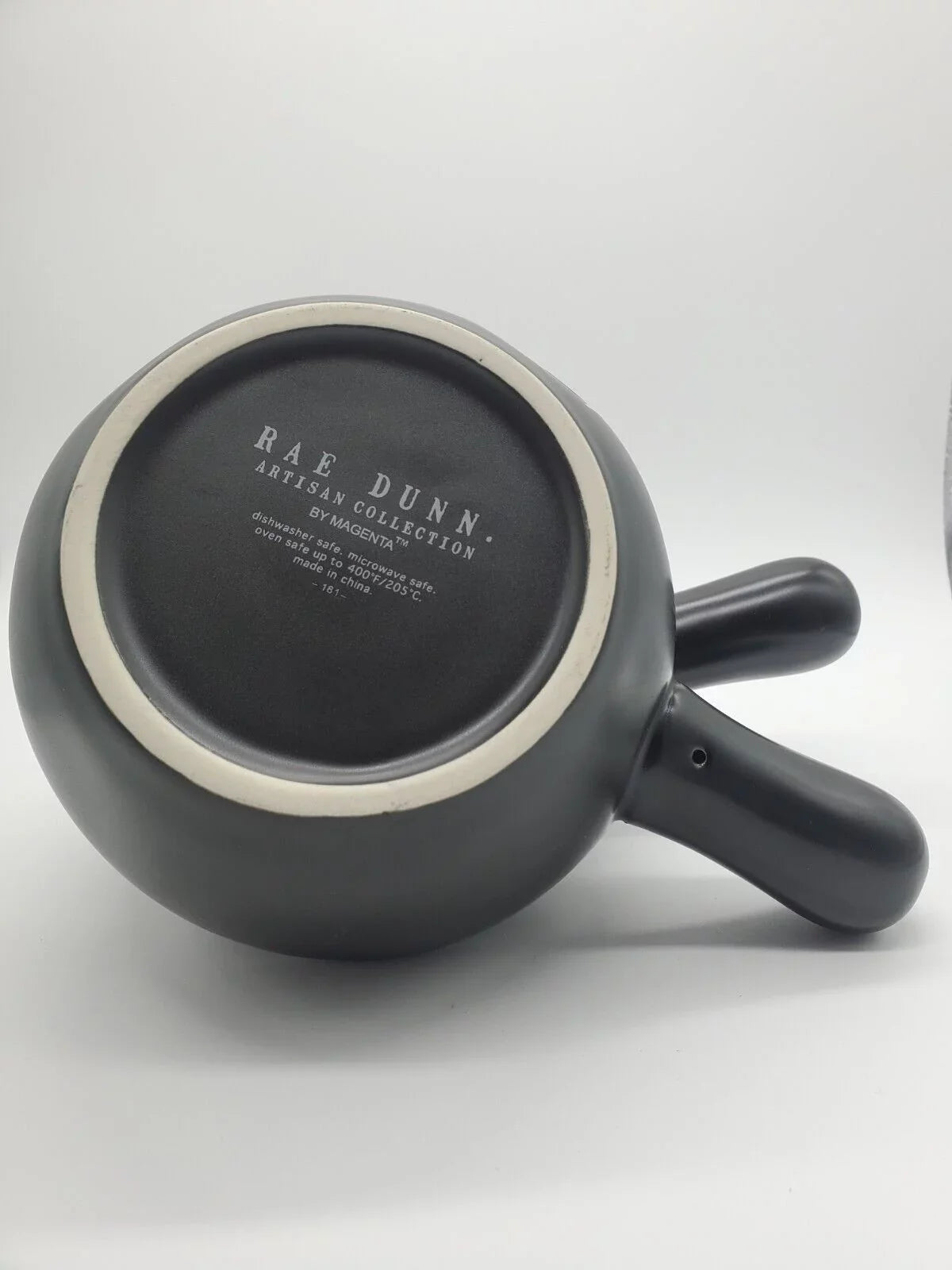 Rae Dunn CHILI Handled Bowl Black Ceramic with Ivory LL Letters