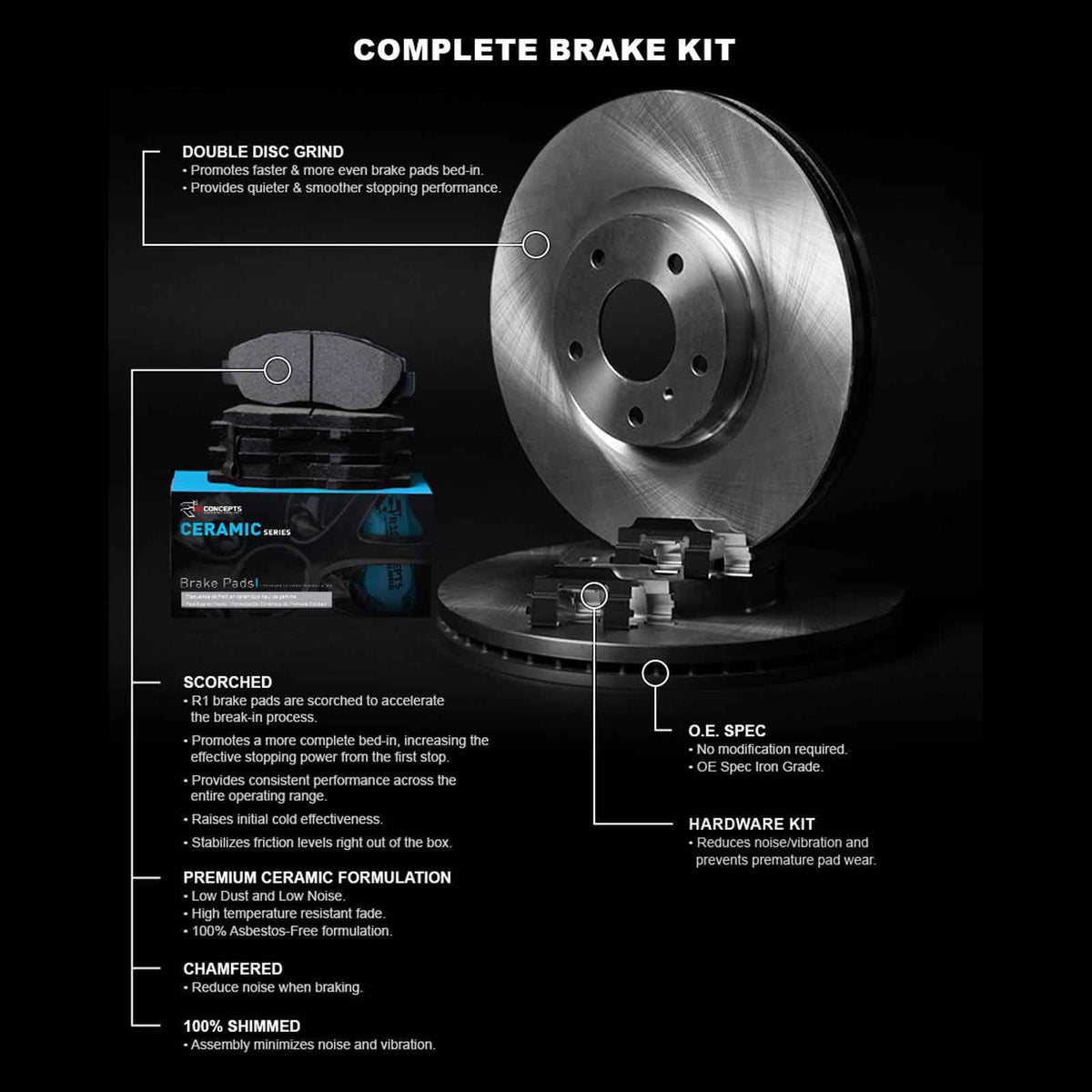 R1 Concepts Wfwh1 03069 R1 Concepts E Line Sizeeries Brake Rotor With Ceramic Fits select: 2016 KIA FORTE LX, 2015 KIA FORTE