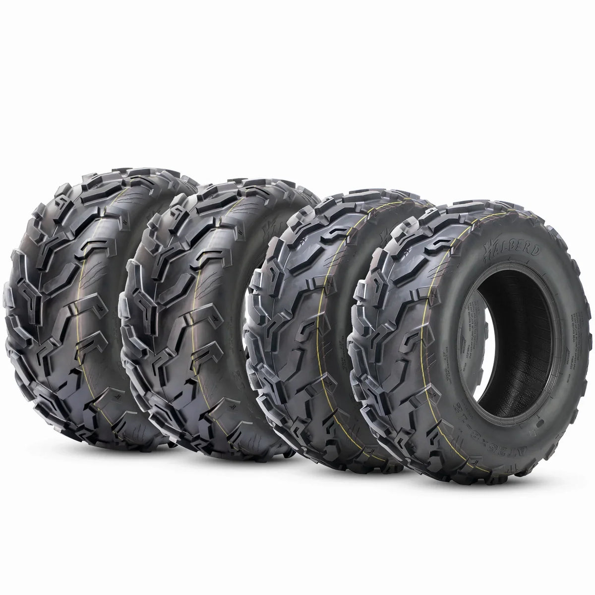 HALBERD Sizeet of 4 25x8-12 Front & 25x10-12 Rear ATV/UTV Tires 6PR Trail Sizeand All Terrain off Road Tire