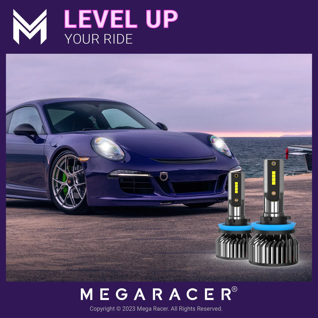 Mega Racer Hyundai Genesis H11 H8 H9 H16 New Gen LED Headlight Bulbs 6000K Cool Ivory 12V 60W 16000LM Hyundai Genesis 2015 15 Low Beam Automotive Replacement