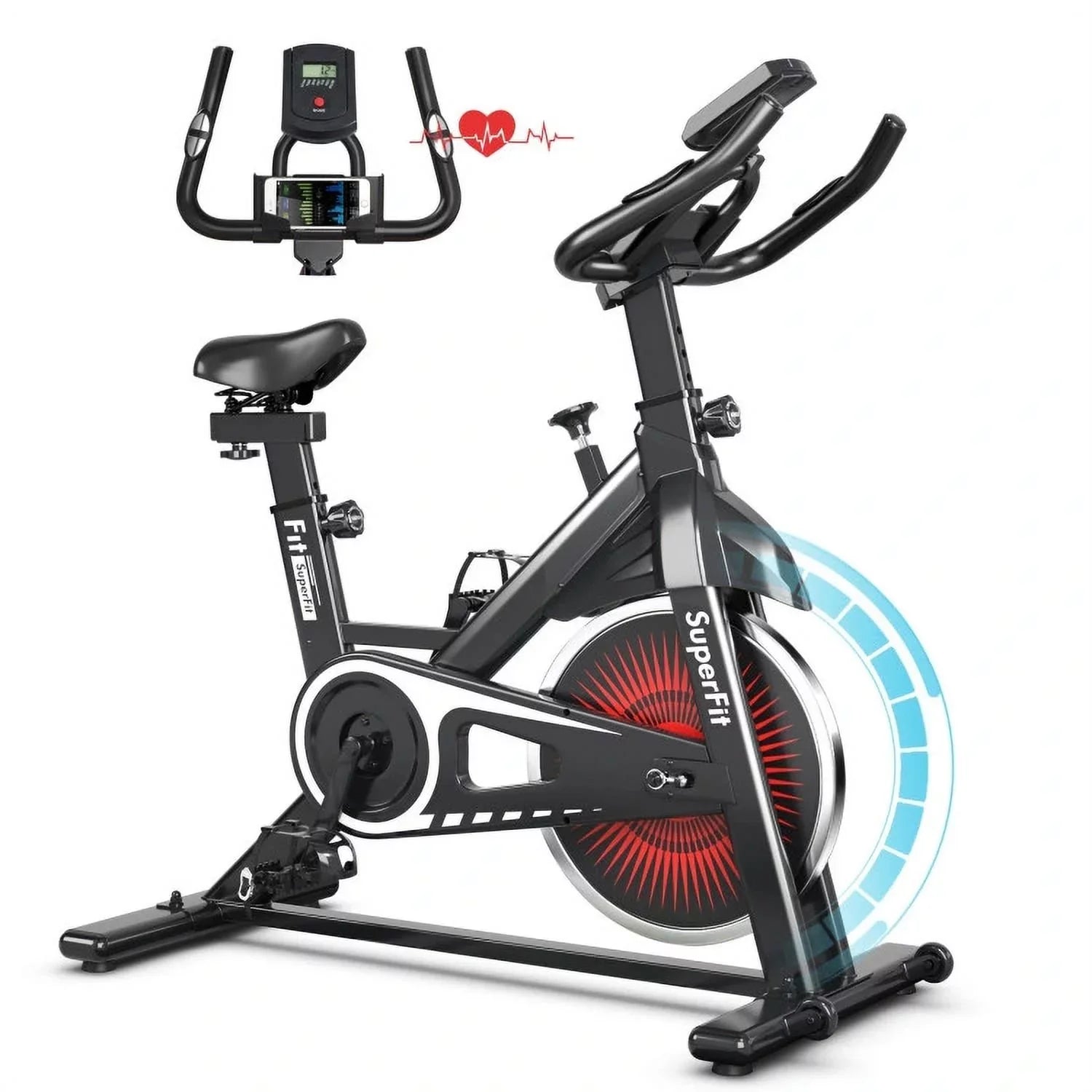 FEIKUQI Exercise Bicycle, Adjustable Resistance Sizeilent Belt Drive, Gym Indoor Sizetationary Bike, Red