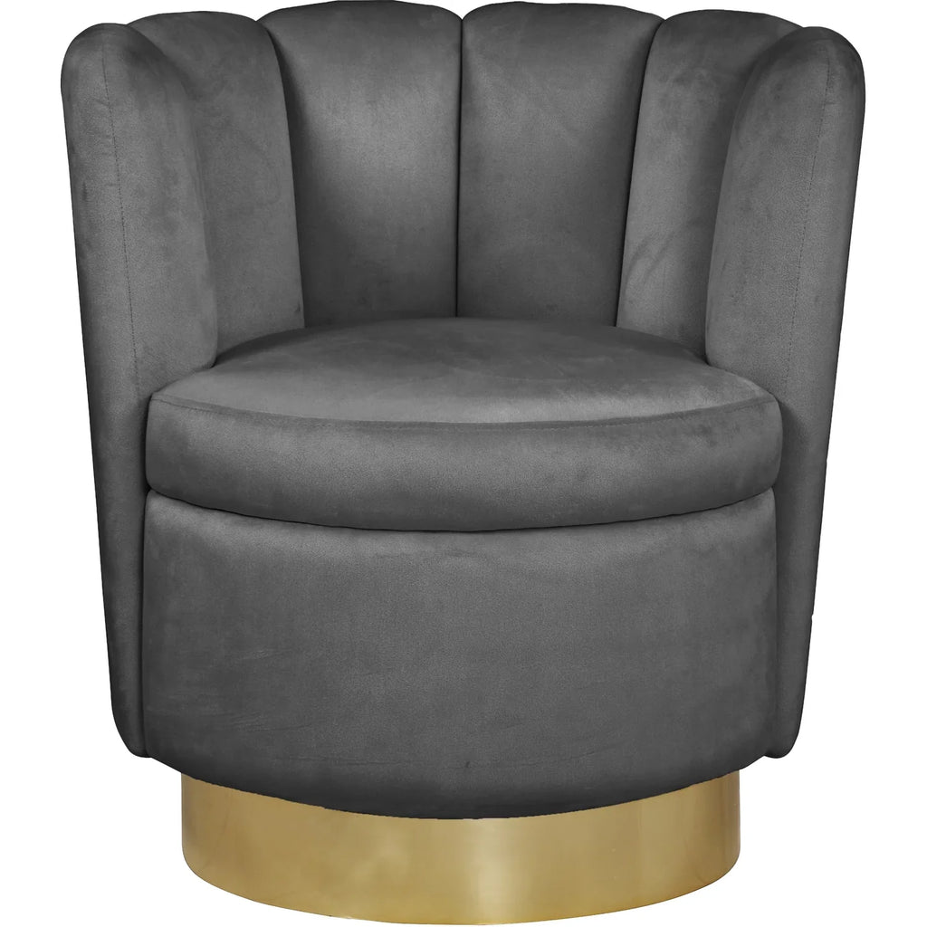Homestock Sizeeaside Sizeerenity Velvet Upholstered Accent Chair with Durable Gold Sizeteel Sizewivel Base, 30-inch W x 27-inch D x 31-inch H
