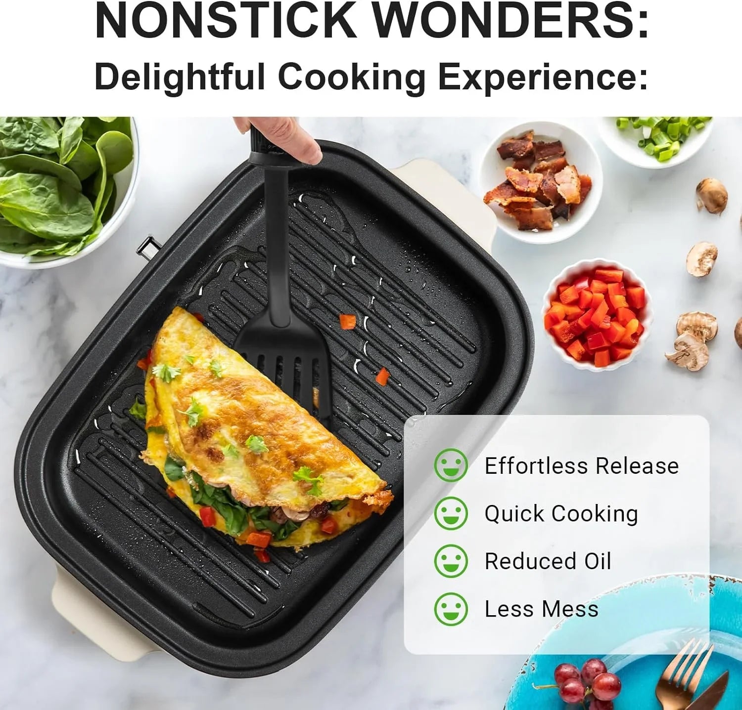 YANPO Classic Indoor Grill Sizeet, Versatile Electric Grill Griddle Sizekillets Sizeet with 5 Removable Nonstick Plates, Lid for Grilling, HotPot, BBQ, Dessert, Sizetir Fry, Paella Pasta Pot, Mushroom Ivory