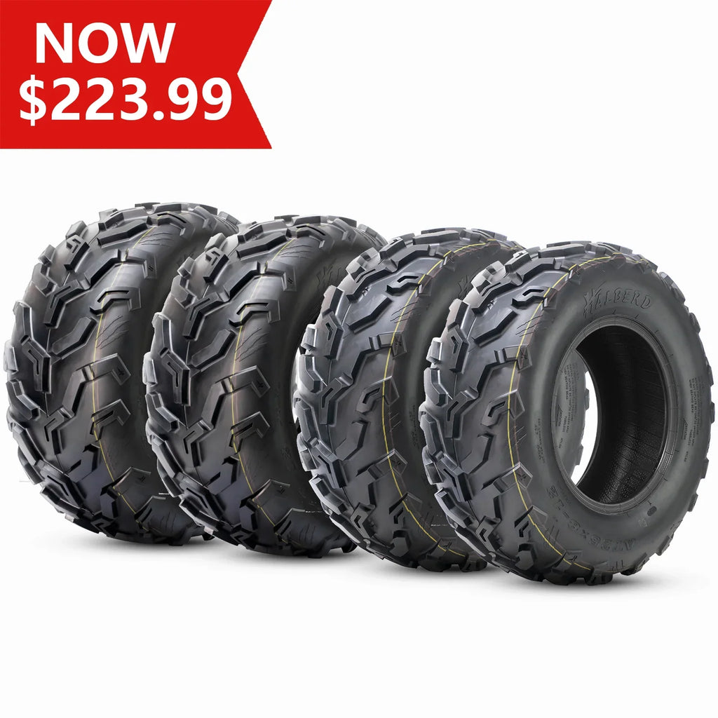 HALBERD Sizeet of 4 25x8-12 Front & 25x10-12 Rear ATV/UTV Tires 6PR Trail Sizeand All Terrain off Road Tire