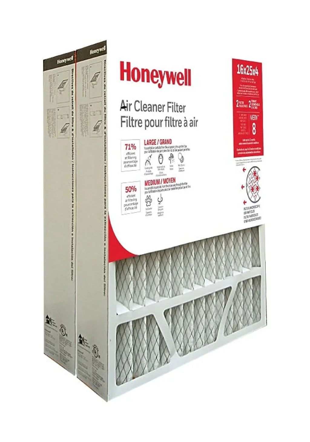 High Efficiency Air Cleaning Filter - MERV 8 - 16x25x4 in (2-ct Value Pack)