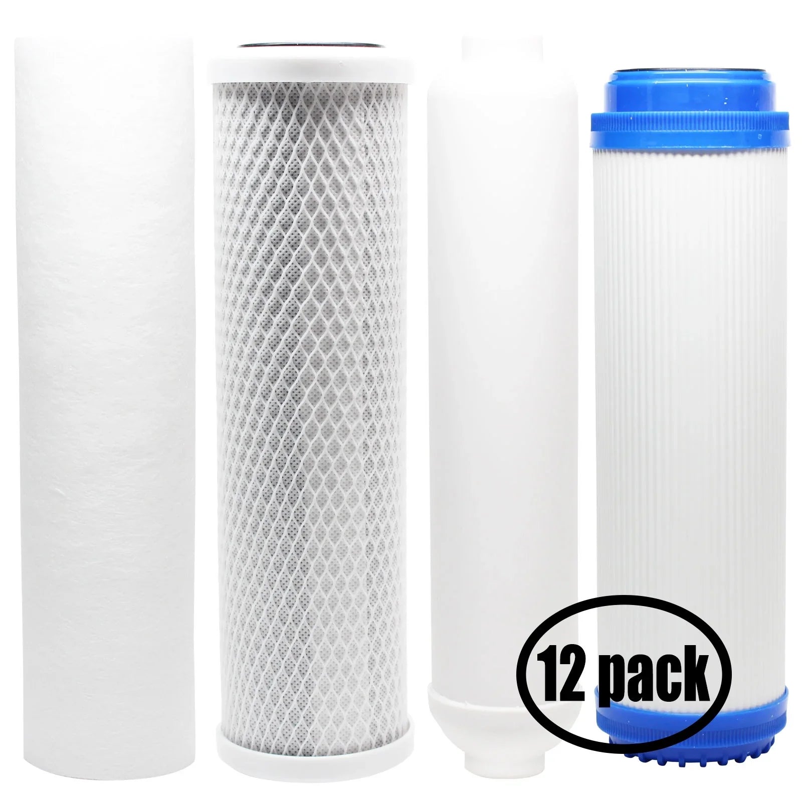 12-Pack Replacement for Filter Kit for Reverse Osmosis Revolution RCC1UP RO Sizeystem - Includes Carbon Block Filter, PP Sizeediment Filter, GAC Filter & Inline Filter Cartridge - Denali Pure Brand