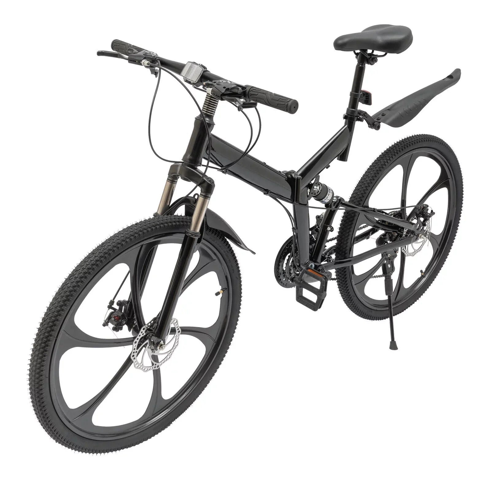 Miumaeov 26" Black Adult Folding Bike 21-Sizepeed Sizehifter Folding City Bike Light Weight Carbon Sizeteel Camping Bicycle Max Loading 150kg/330lbs