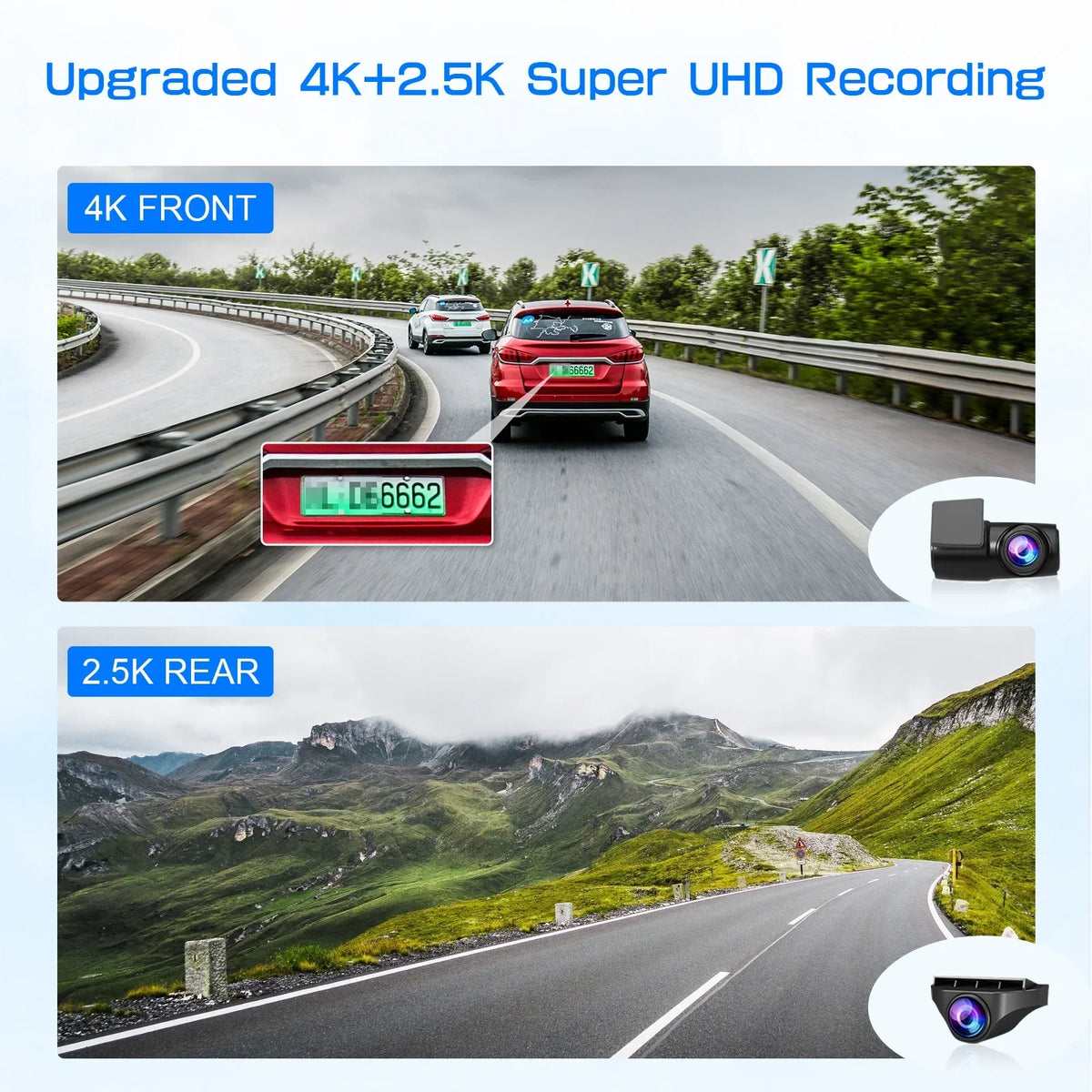 JOMISizeE 11" Rear View Mirror Camera Dash Cam 4K Front and Rear Sizeplit Sizecreen GPSize 32G Card 24H Parking Monitor