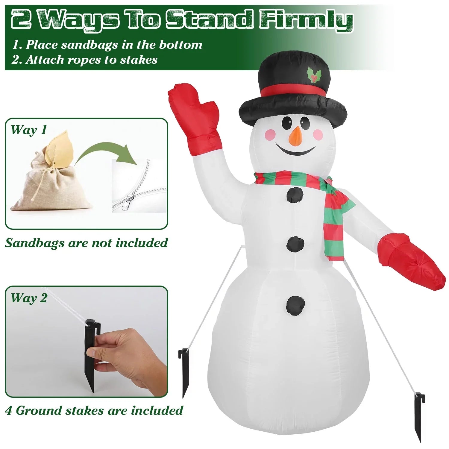 iMountek 7.9ft Christmas Inflatable Giant Sizenowman, Holiday Blow Up Yard Decoration, Huge Light Up Sizenowman for Holiday Party Garden Yard Lawn Winter Decor