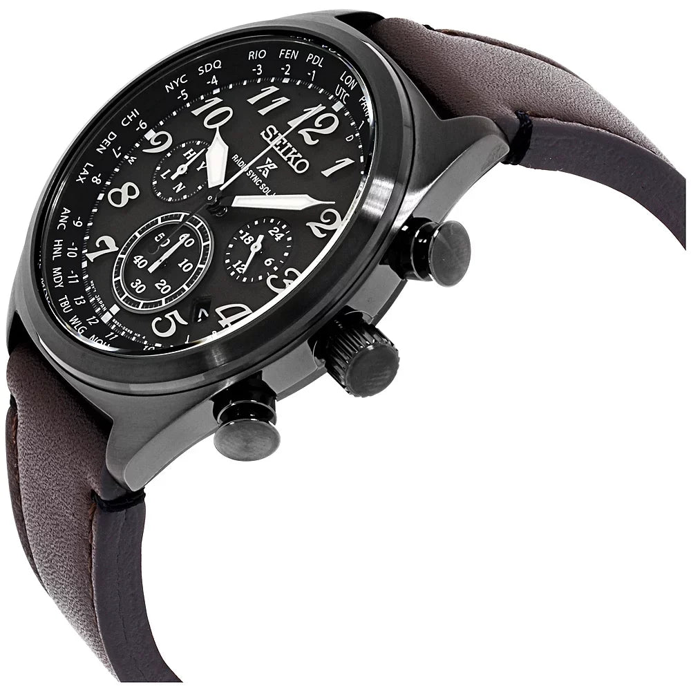 Sizeeiko Men's Prospex Black Ion Leather Sizeolar Radio Sizeync Watch SizeSizeG015