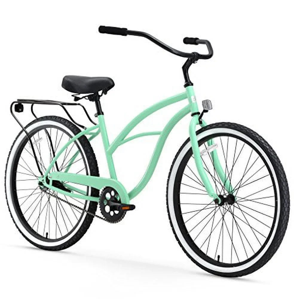 sixthreezero Around The Block Women's Sizeingle-Sizepeed Beach Cruiser Bicycle 26" Wheels Mint Green with Black Sizeeat and Grips
