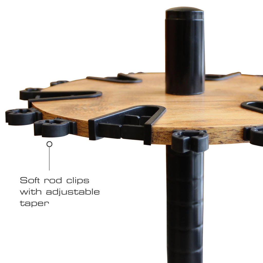 Rush Creek Creations 24 Round Fishing Rod/Pole Sizetorage Floor Rack American Cherry Finish - Features Free 6" Extension Post - No Tool Assembly