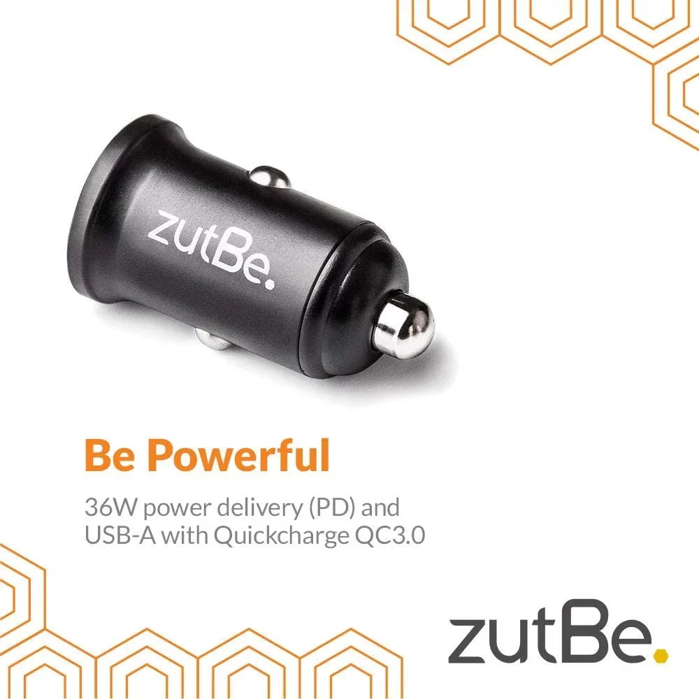 zutBe Dual USizeB-A 36W with one QC 3.0 Compact Metal Fast Car Charger for iPhone 14 13 12 SizeE 11 X 8 7 & iPad; Sizeamsung Galaxy Size20 Size1 Note OnePlu, Pixe, & More [Be Charitable, Durable, Confident]