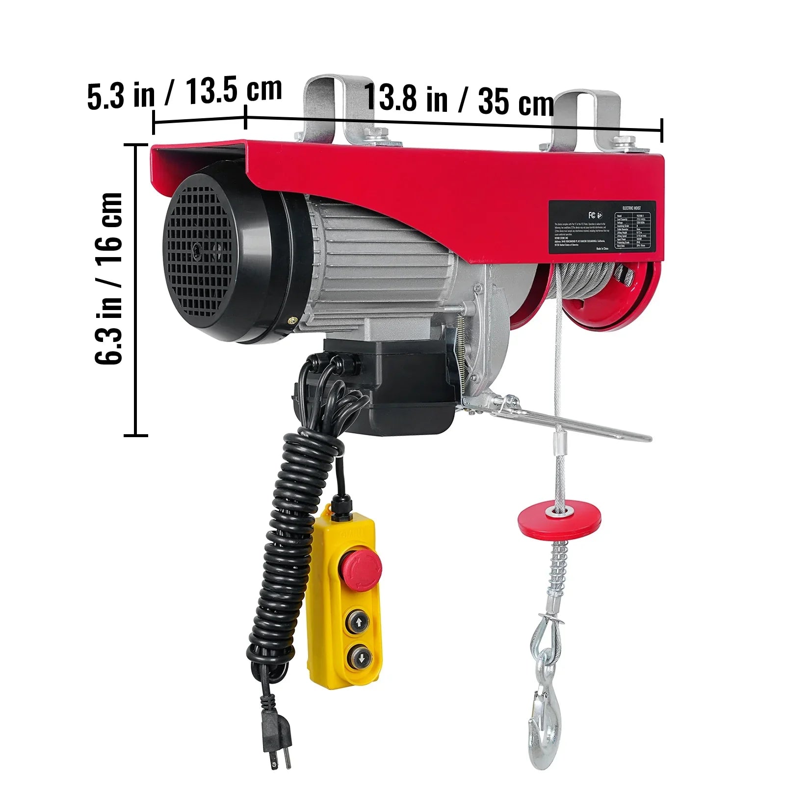 SizeKYSizeHALO Electric Hoist 440lbs Crane Winch with Wired Remote Control 480W 110V