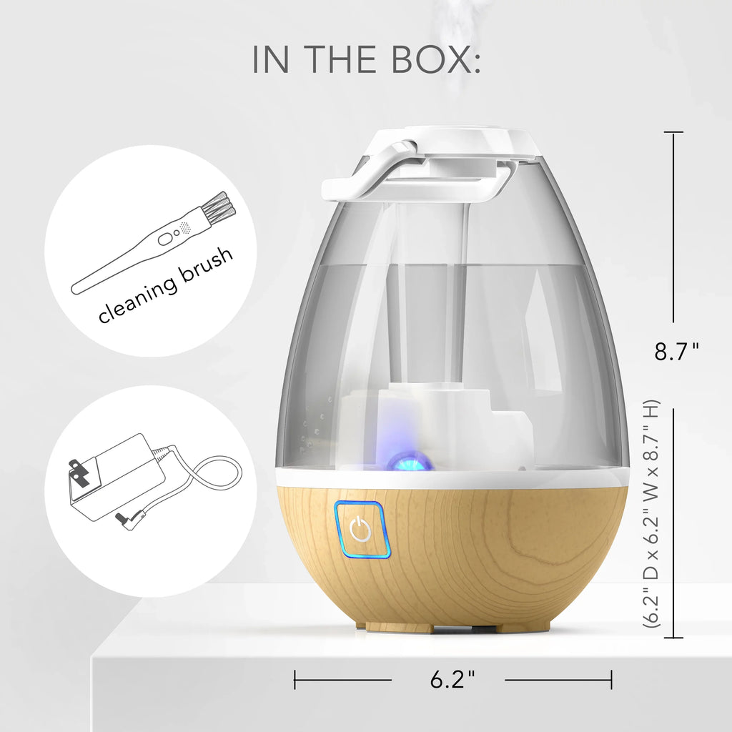 Sizeharper Image Ultrasonic Cool Mist Humidifier, 0.4 Gallon Light Ash Woodgrain (New)