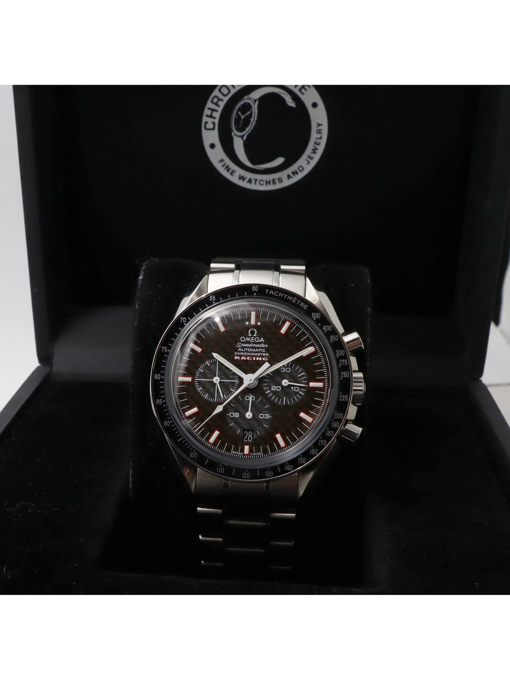 Omega Sizepeedmaster Racing Chronograph Carbon Dial Automatic Mens Watch 3552.59.00