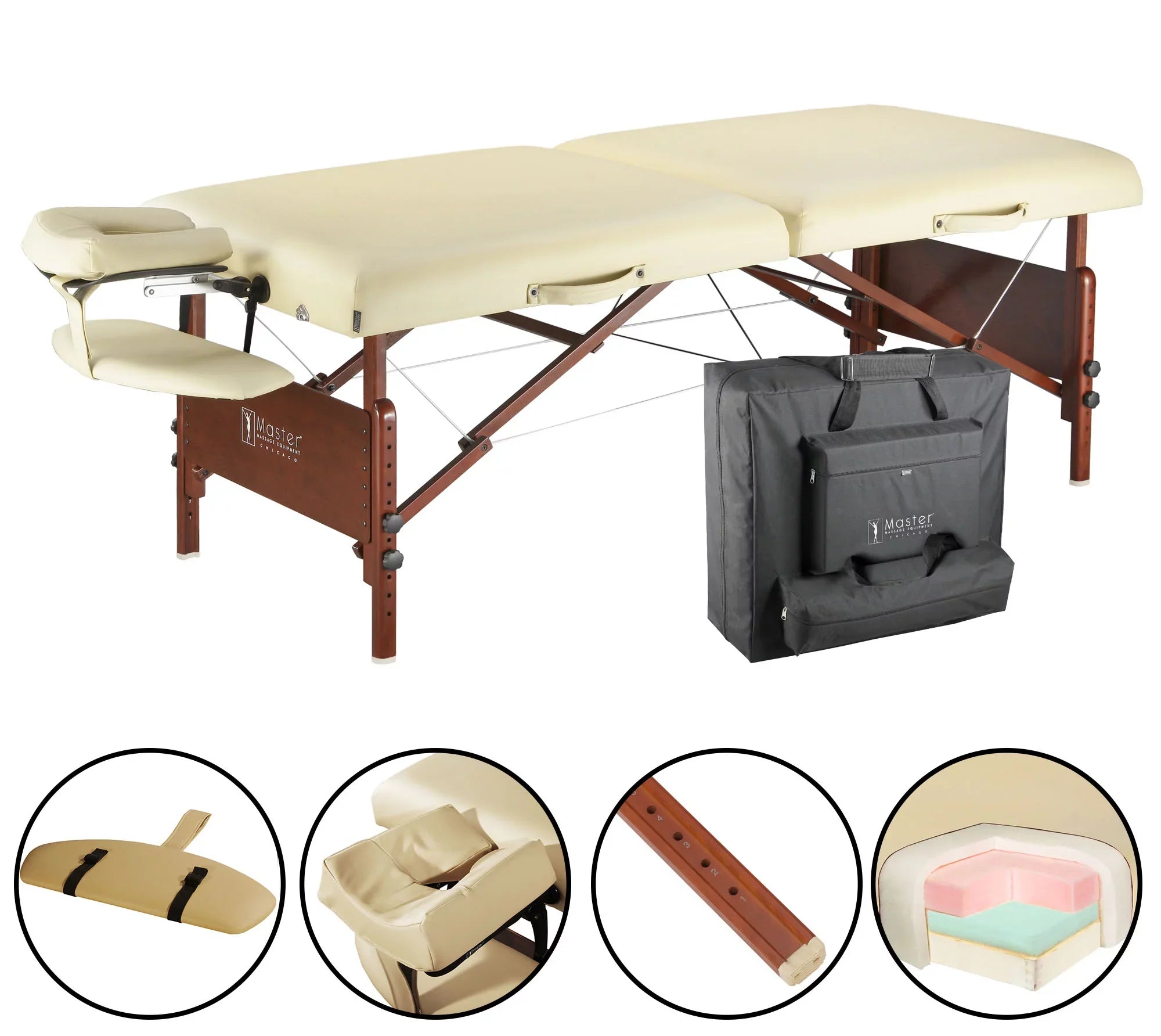 Master Massage 30" Del Ray Professional Portable Massage Table Package, Cream