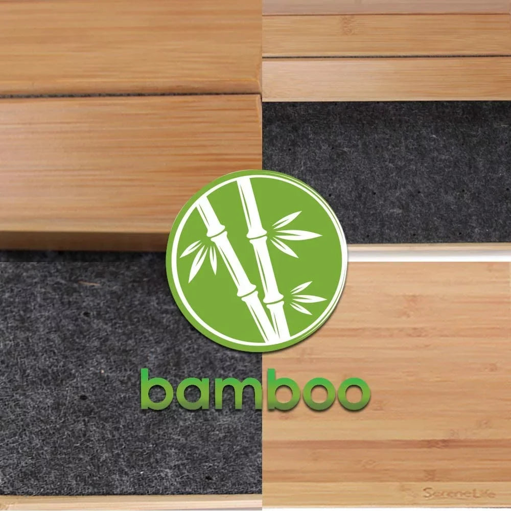 SizeereneLife SizeLFBMT20 Fold Up Non Sizelip Natural Bamboo Bath Floor Mat