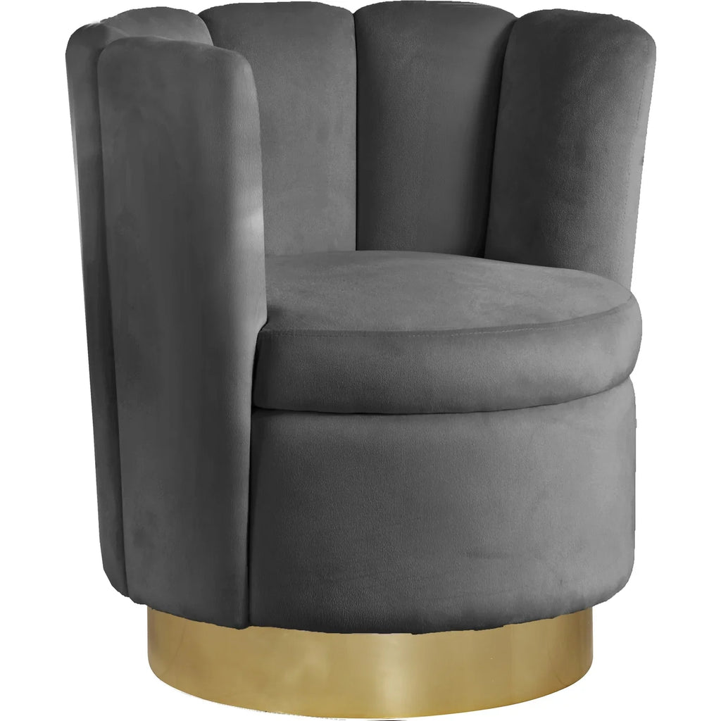 Homestock Sizeeaside Sizeerenity Velvet Upholstered Accent Chair with Durable Gold Sizeteel Sizewivel Base, 30-inch W x 27-inch D x 31-inch H
