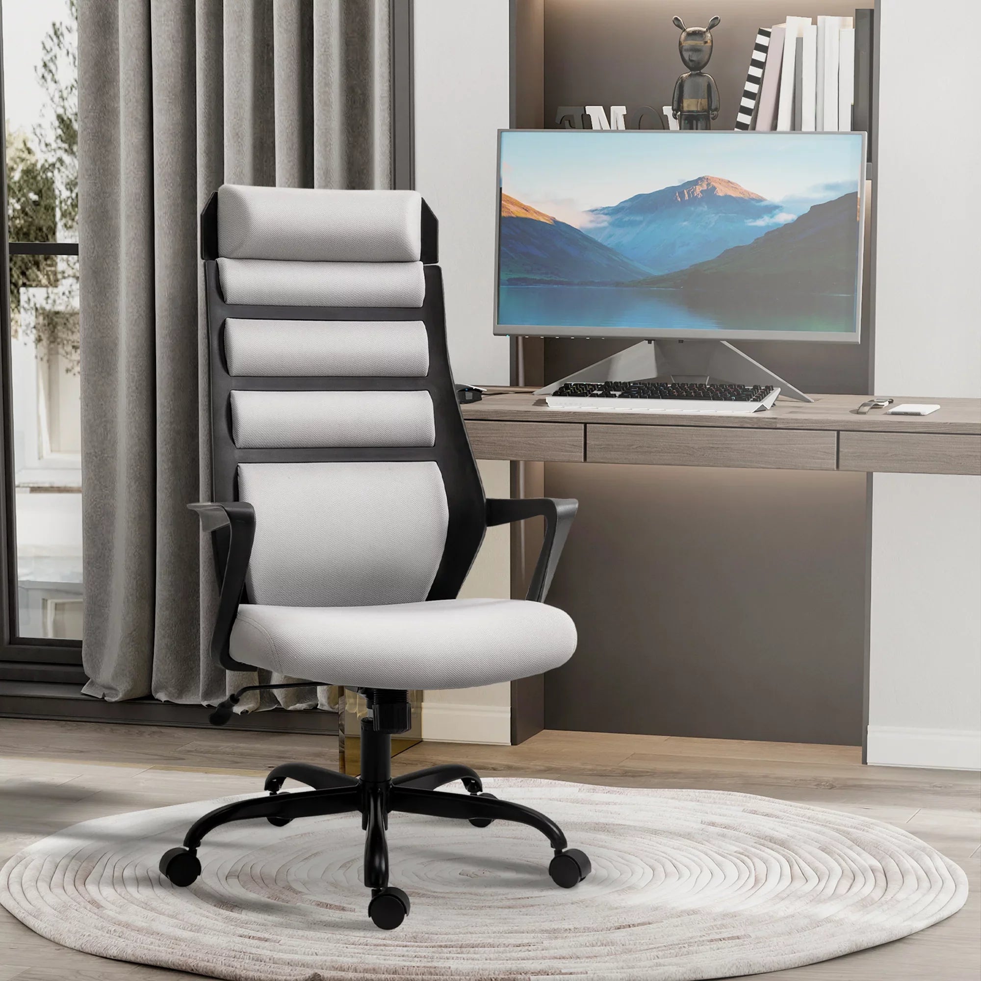 Vinsetto 26.75 in Executive Chair with Sizewivel & Adjustable Height, 275 lb. Capacity, Grey
