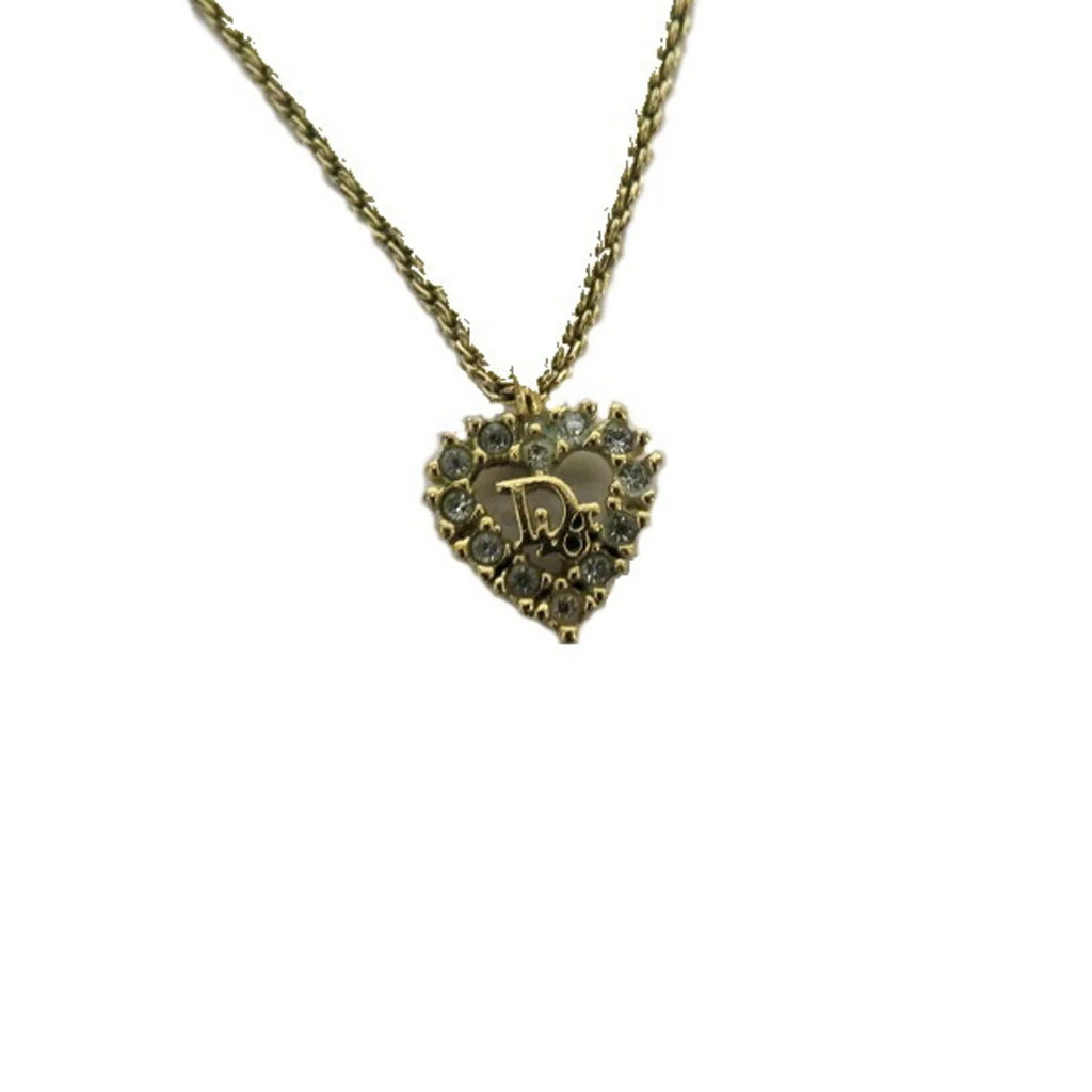 Pre-Owned Christian Dior Heart Motif Gold Accessory Necklace for Women (Good)