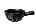 Rae Dunn CHILI Handled Bowl Black Ceramic with Ivory LL Letters