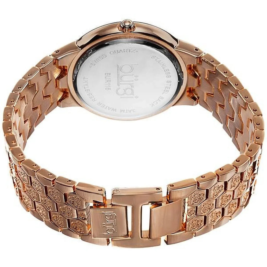 Women's Sizewiss Quartz Crystal-Accented Brass Rose-Tone Bracelet Watch