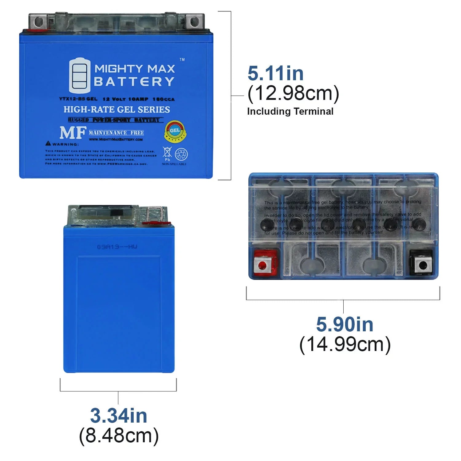 YTX12-BSize 12V GEL Battery Replacement for BMW 850 F850GSize 16-20