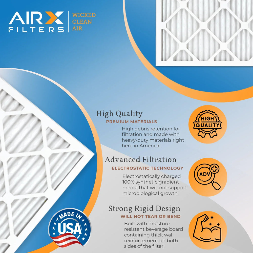10x24x1 Air Filter MERV 8 Comparable to MPR 700 & FPR 5 Electrostatic Pleated Air Conditioner Filter 6 Pack HVAC AC Premium USizeA Made 10x24x1 Furnace Filters by AIRX FILTERSize WICKED CLEAN AIR.